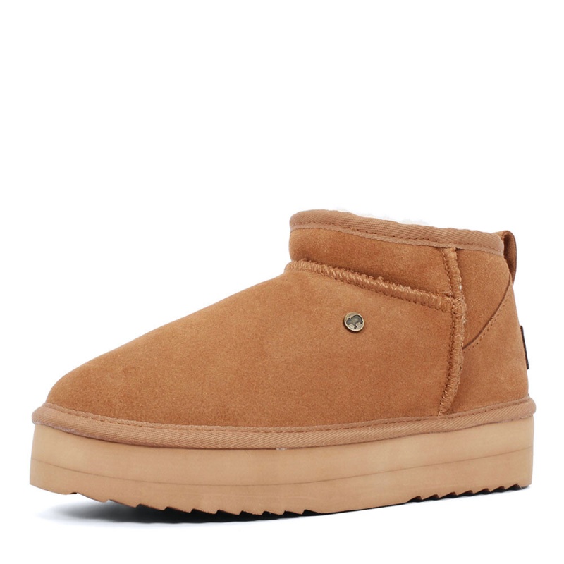 Warmbat Durack plateau enkellaarsjes cognac