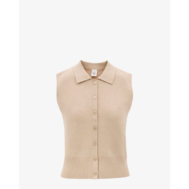 Lune Olly Sleeveless Cardigan Beige vest