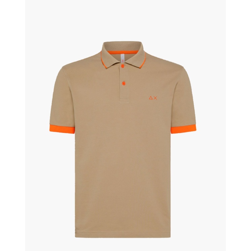 Sun'68 Polo Small Stripe Fluo Bruin  Poloshirt