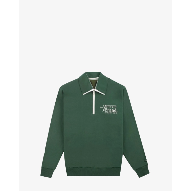 Mercer Amsterdam The Mercer Brand Quarter Zip Donkergroen Sweater