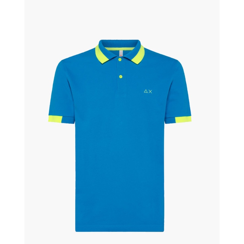 Sun'68 Polo Big Stripe Fluo Turquoise  Poloshirt