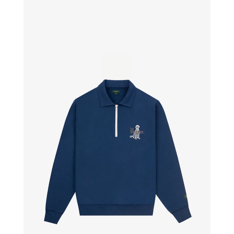 Mercer Amsterdam The Mercer Dog Quarter Zip Donkerblauw Sweater