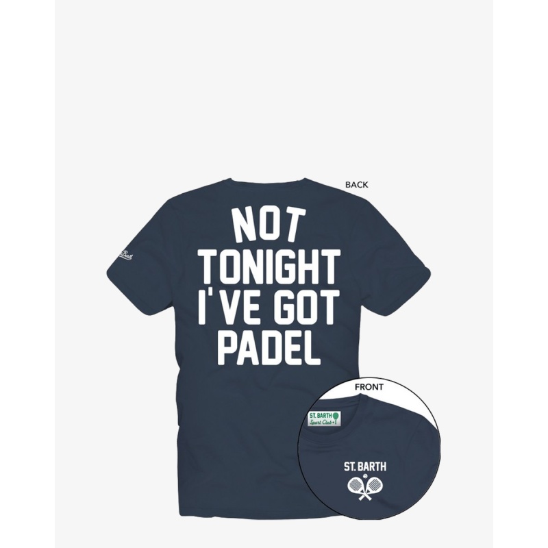 Saint Barth Not Tonight I've Got Padel Donkerblauw  T-Shirt