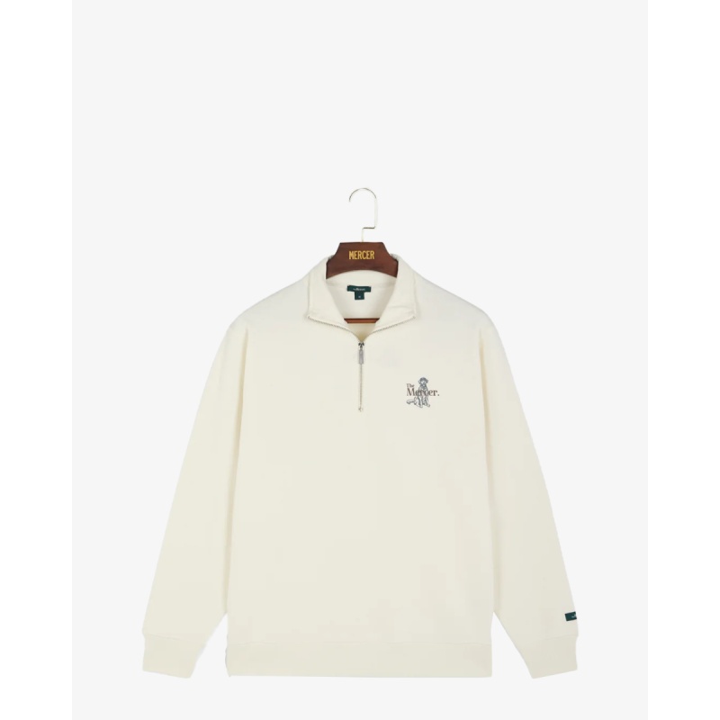 Mercer Amsterdam The Mercer Dog Quarter Zip Off White Sweater