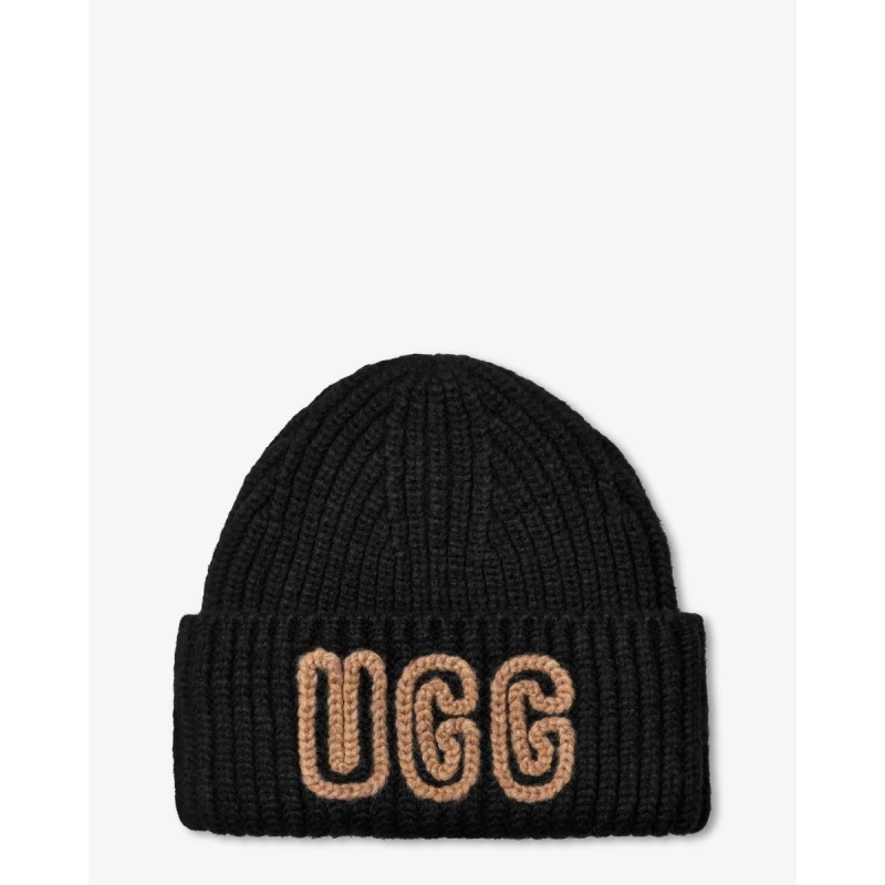Ugg Chunky Crafted Rib Beanie Black Muts