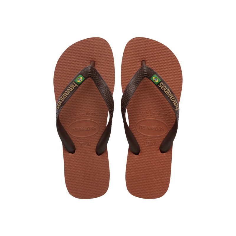 Havaianas Brasil logo dark brown Bruin