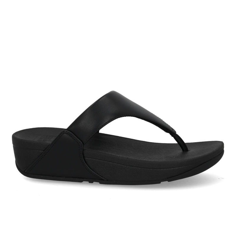 Fit Flop LuLu leather toepost 001 black Zwart